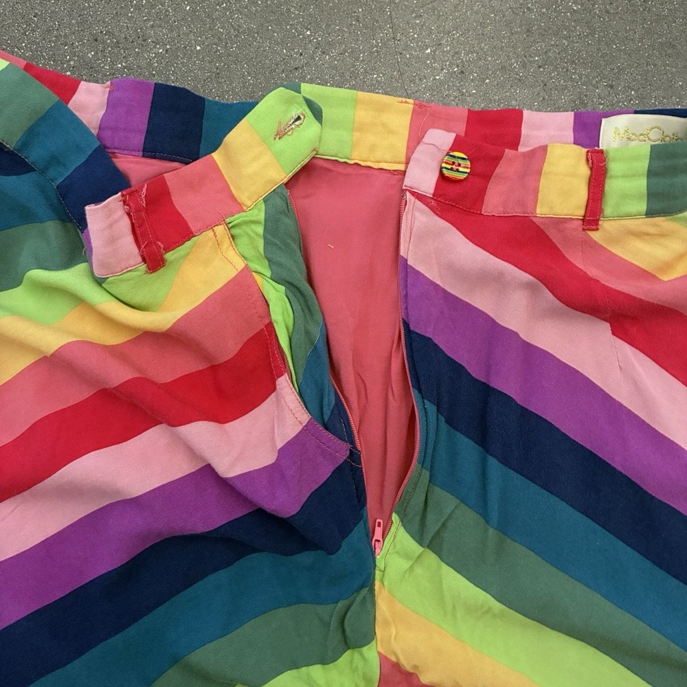 ModCloth XL Skirt Rainbow Chevron Stripe A-Line Skater Lined Pockets Teacher - Picture 6 of 8